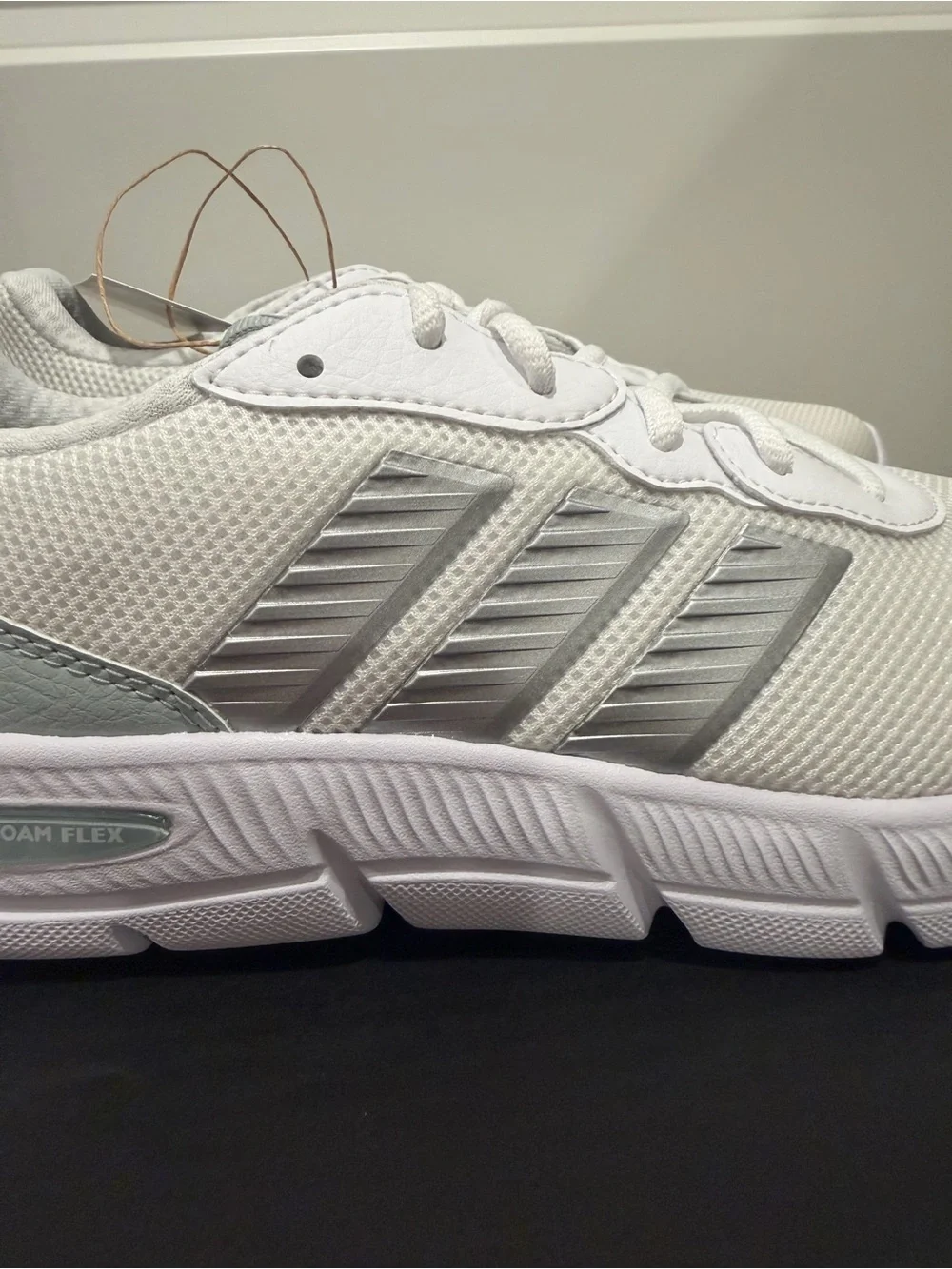 adidas Women’s Cloudfoam Flex Lightweight White and Light Gray Sneakers